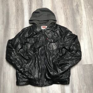 Levi’s Hooded Leather Jacket Size XL